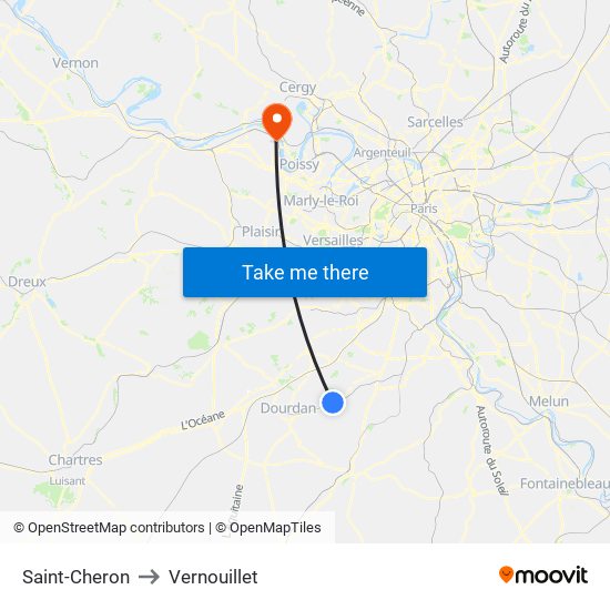 Saint-Cheron to Vernouillet map
