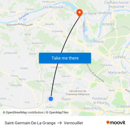 Saint-Germain-De-La-Grange to Vernouillet map