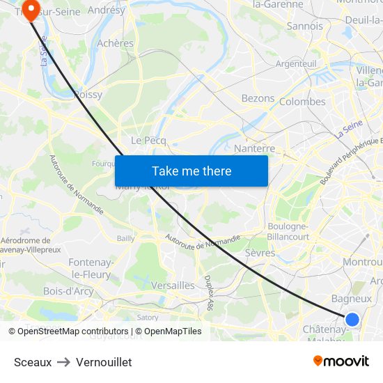 Sceaux to Vernouillet map