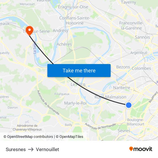 Suresnes to Vernouillet map