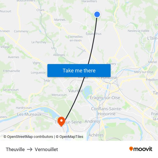 Theuville to Vernouillet map