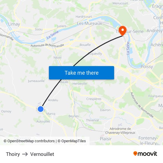 Thoiry to Vernouillet map
