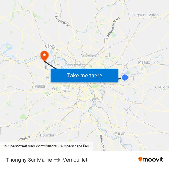Thorigny-Sur-Marne to Vernouillet map
