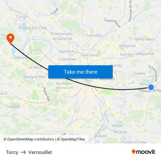 Torcy to Vernouillet map