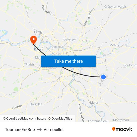 Tournan-En-Brie to Vernouillet map