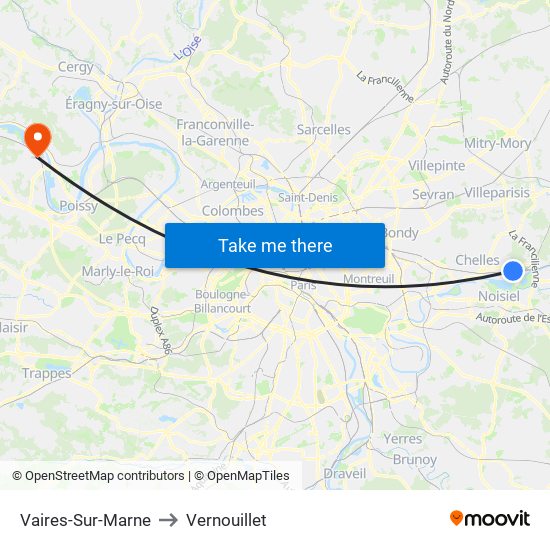 Vaires-Sur-Marne to Vernouillet map