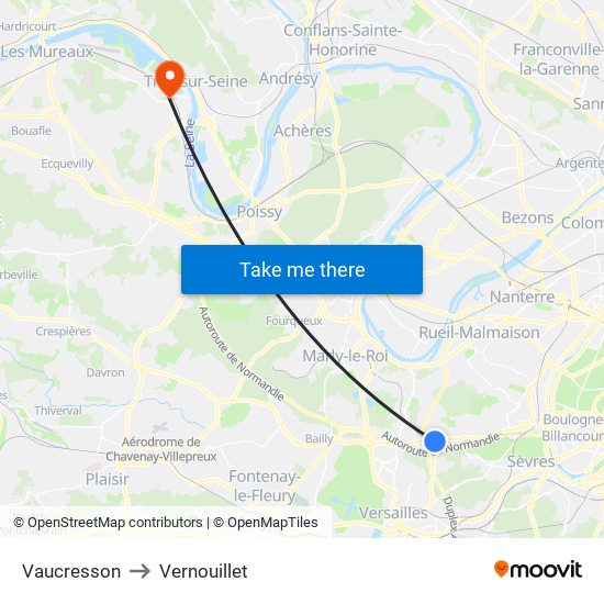 Vaucresson to Vernouillet map