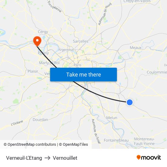 Verneuil-L'Etang to Vernouillet map