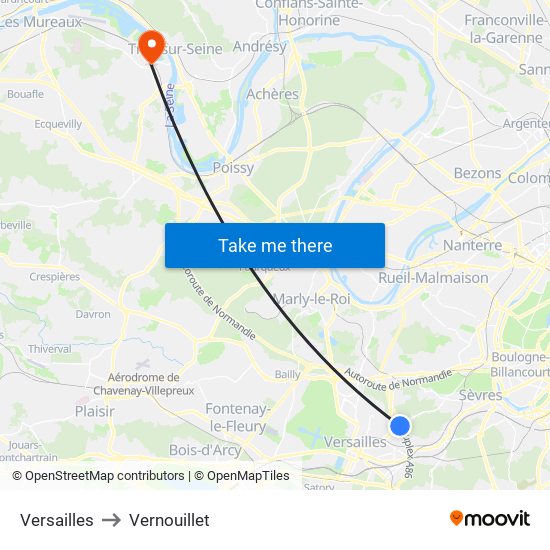 Versailles to Vernouillet map