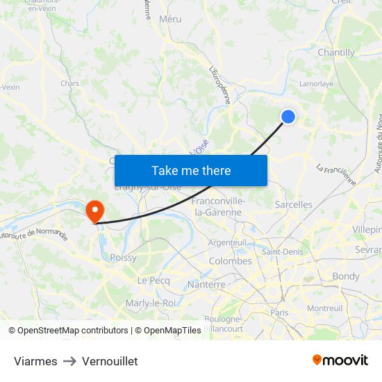 Viarmes to Vernouillet map