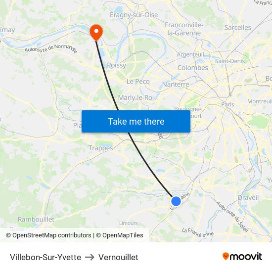 Villebon-Sur-Yvette to Vernouillet map