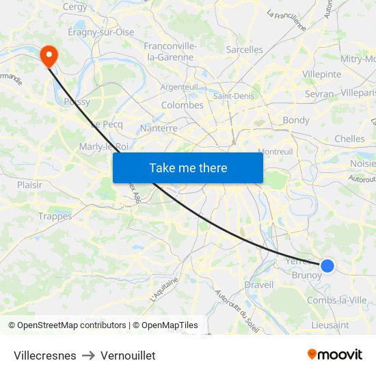 Villecresnes to Vernouillet map