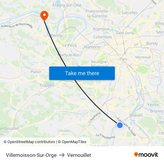 Villemoisson-Sur-Orge to Vernouillet map