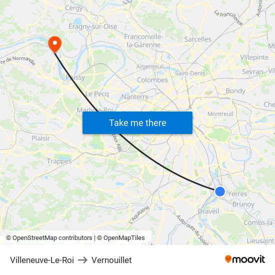 Villeneuve-Le-Roi to Vernouillet map