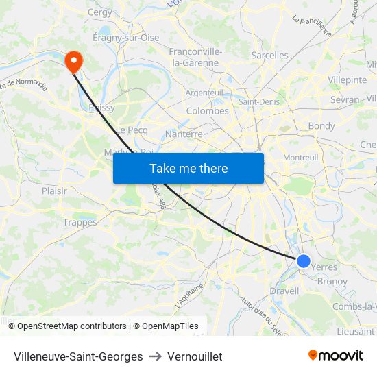 Villeneuve-Saint-Georges to Vernouillet map