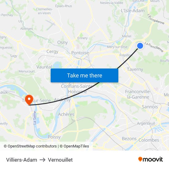 Villiers-Adam to Vernouillet map
