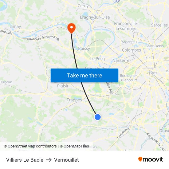 Villiers-Le-Bacle to Vernouillet map
