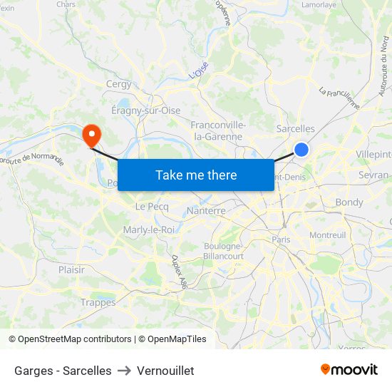 Garges - Sarcelles to Vernouillet map