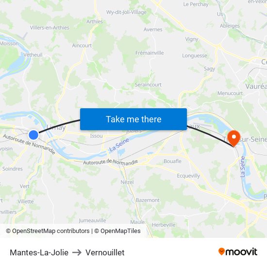 Mantes-La-Jolie to Vernouillet map
