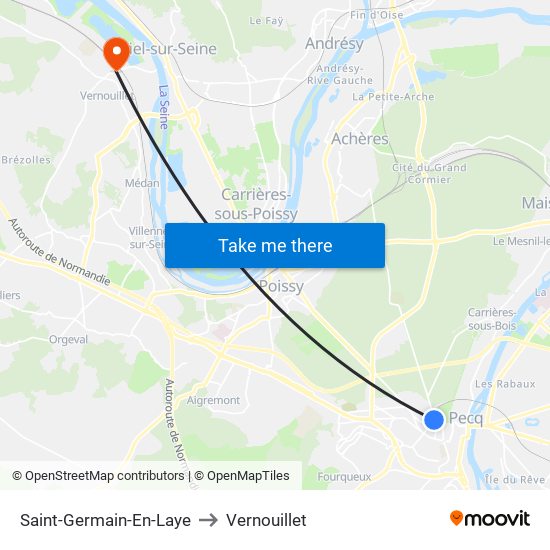 Saint-Germain-En-Laye to Vernouillet map