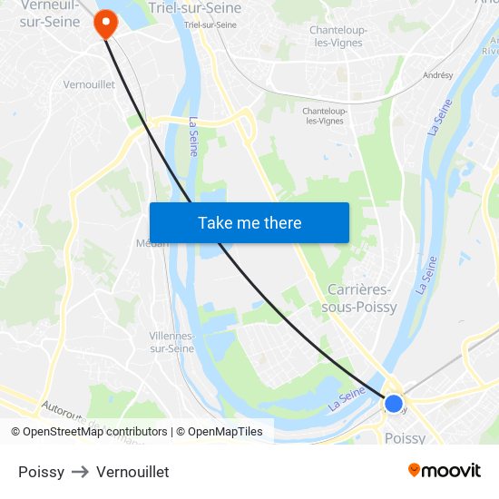 Poissy to Vernouillet map