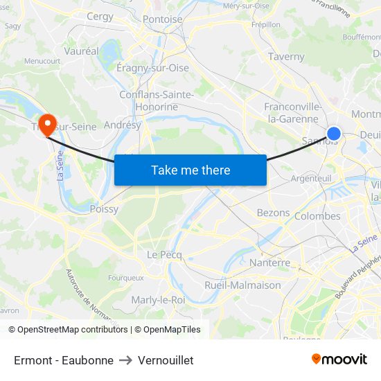 Ermont - Eaubonne to Vernouillet map
