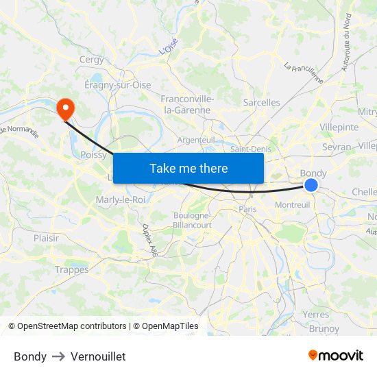 Bondy to Vernouillet map