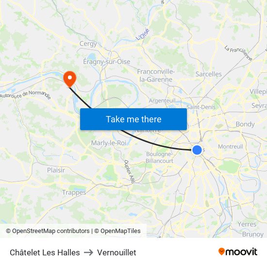 Châtelet Les Halles to Vernouillet map