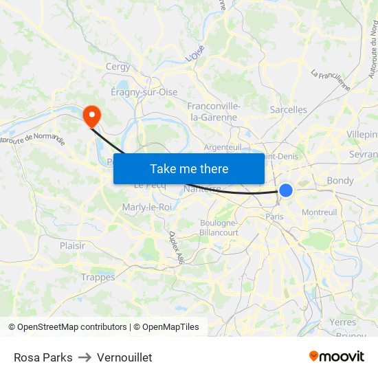 Rosa Parks to Vernouillet map