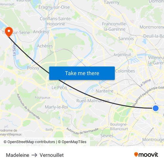 Madeleine to Vernouillet map