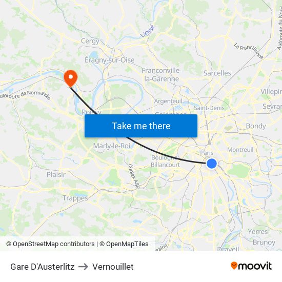 Gare D'Austerlitz to Vernouillet map