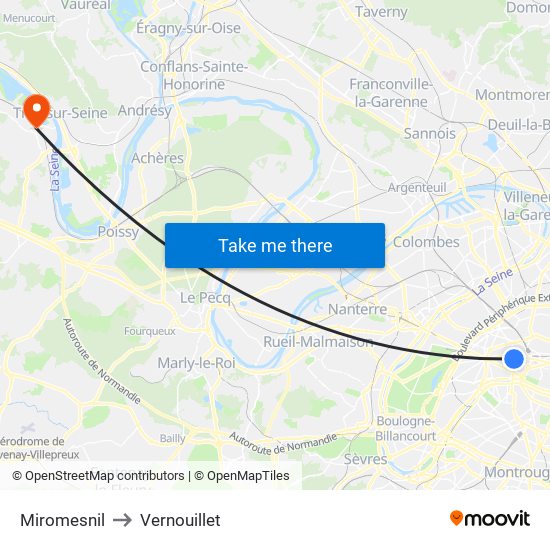 Miromesnil to Vernouillet map