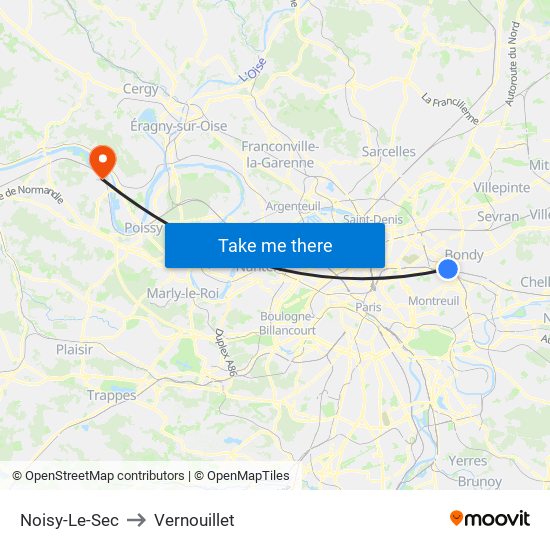 Noisy-Le-Sec to Vernouillet map