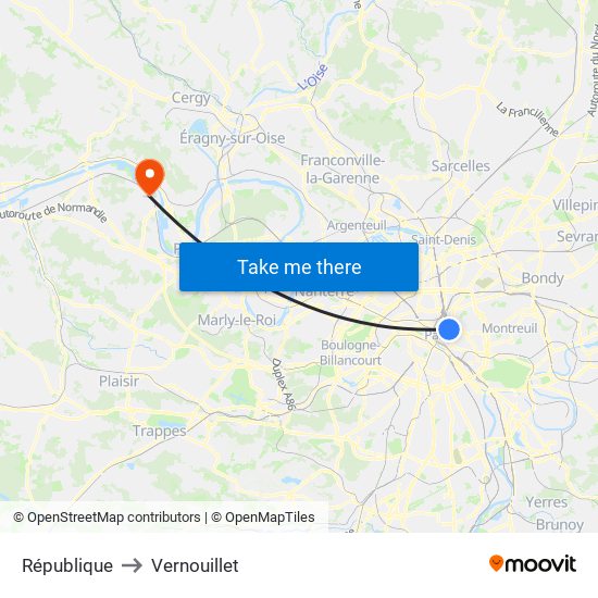 République to Vernouillet map