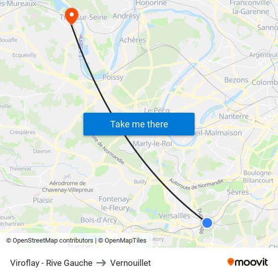 Viroflay - Rive Gauche to Vernouillet map