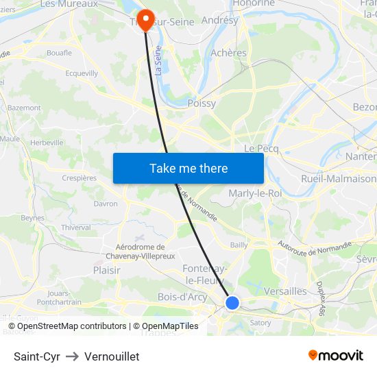 Saint-Cyr to Vernouillet map