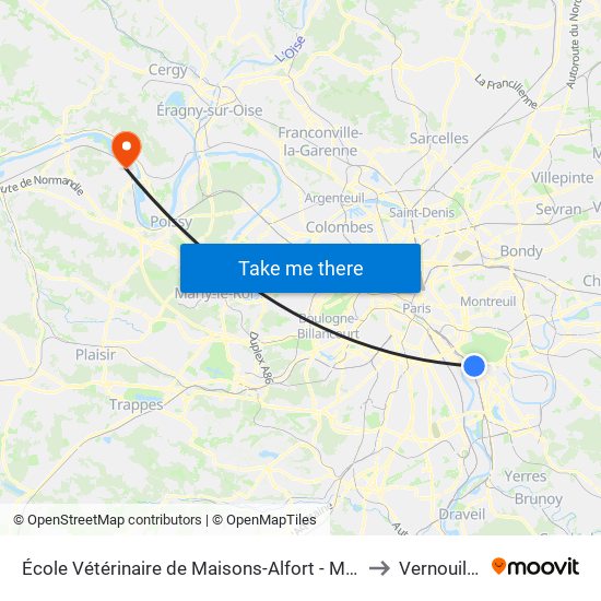 École Vétérinaire de Maisons-Alfort - Métro to Vernouillet map