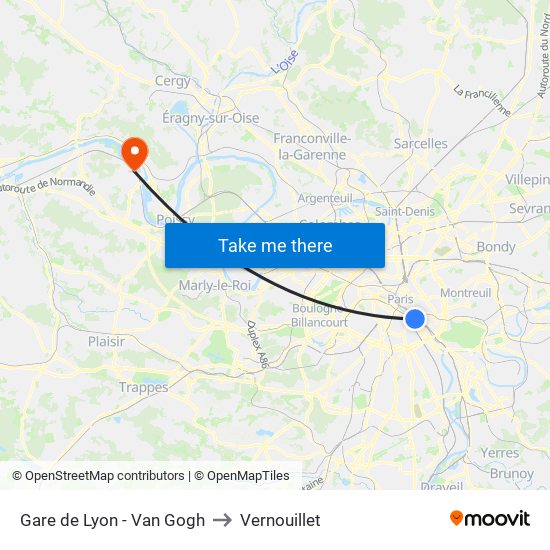 Gare de Lyon - Van Gogh to Vernouillet map