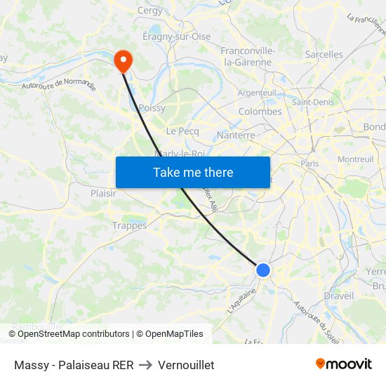 Massy - Palaiseau RER to Vernouillet map
