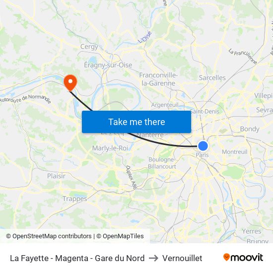 La Fayette - Magenta - Gare du Nord to Vernouillet map