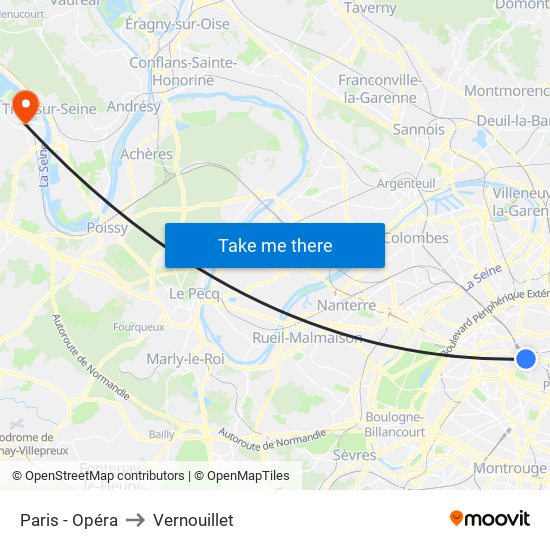 Paris - Opéra to Vernouillet map