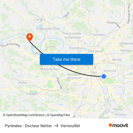 Pyrénées - Docteur Netter to Vernouillet map