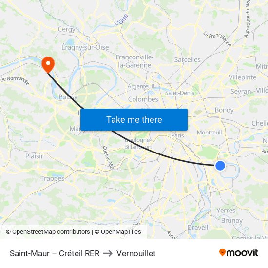 Saint-Maur – Créteil RER to Vernouillet map