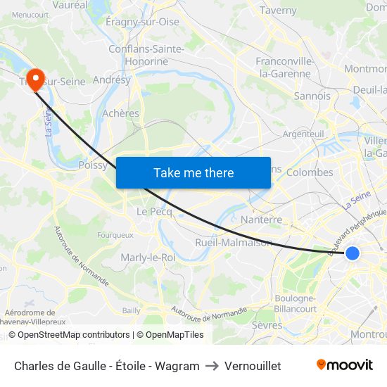 Charles de Gaulle - Étoile - Wagram to Vernouillet map