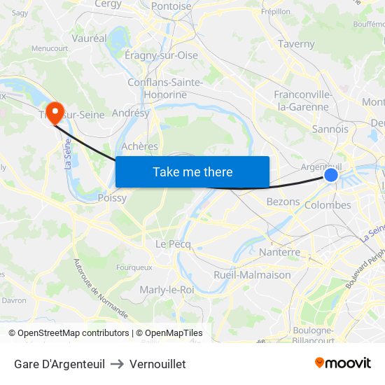 Gare D'Argenteuil to Vernouillet map