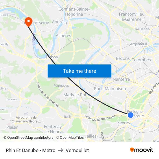 Rhin Et Danube - Métro to Vernouillet map