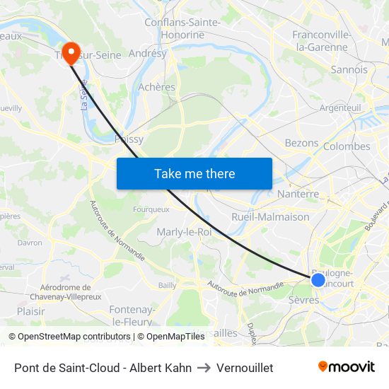 Pont de Saint-Cloud - Albert Kahn to Vernouillet map