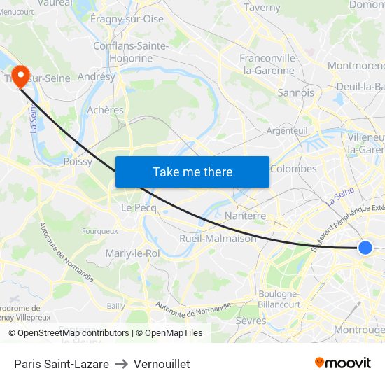 Paris Saint-Lazare to Vernouillet map
