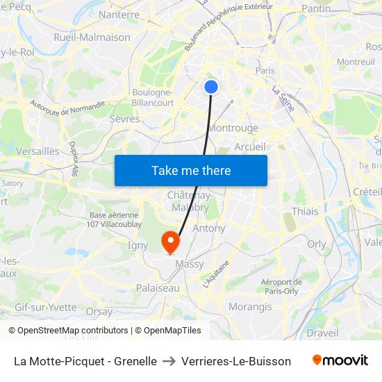 La Motte-Picquet - Grenelle to Verrieres-Le-Buisson map