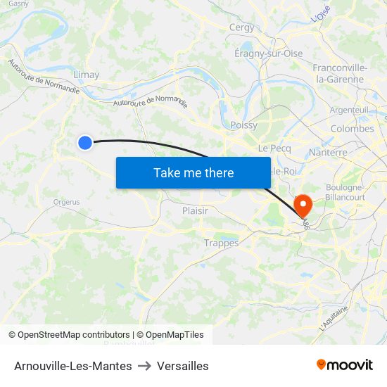 Arnouville-Les-Mantes to Versailles map
